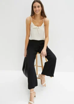 bonprix Pantalon en viscose, taille élastiquée|Femme Tailles Petite