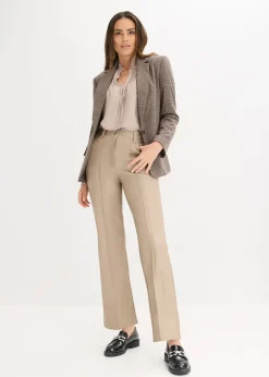 Femme bonprix Pantalons|Pantalon enduit avec passepoil, droit