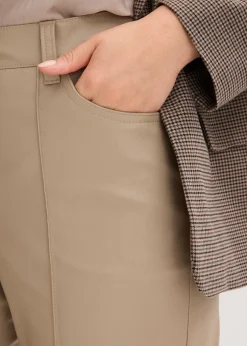 Femme bonprix Pantalons|Pantalon enduit avec passepoil, droit