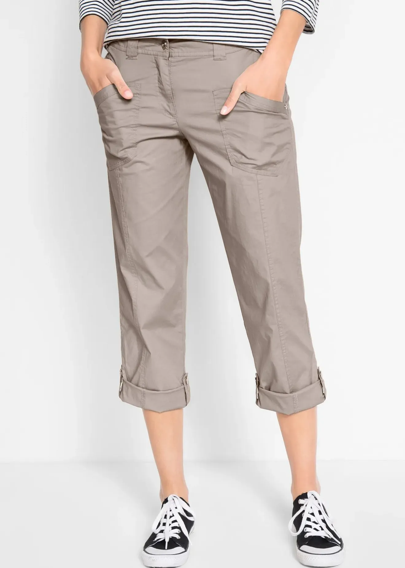 Femme bonprix Pantalons|Pantalon extensible cargo 3/4