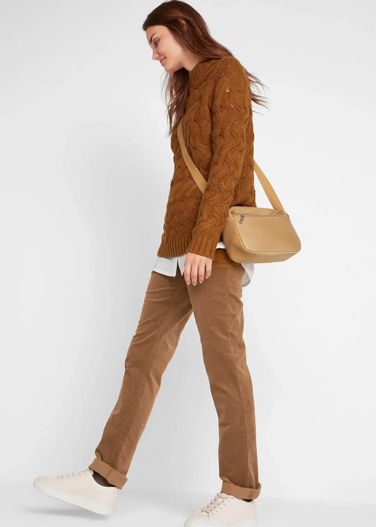 bonprix Pantalon extensible en velours côtelé|Femme Pantalons