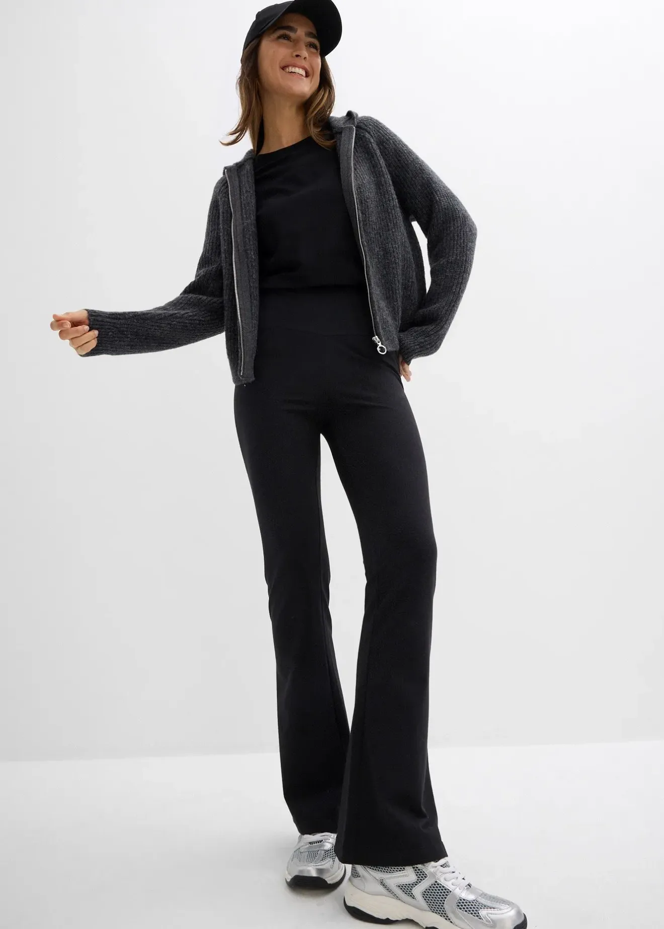 Femme bonprix Basiques|Pantalons|Pantalon flare en coton extensible