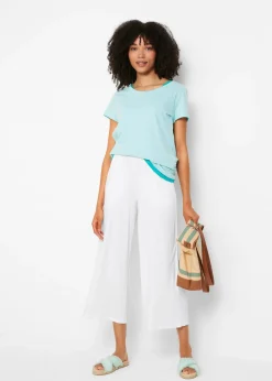 bonprix Pantalon fluide en jersey viscose, longueur 7/8|Femme Pantalons