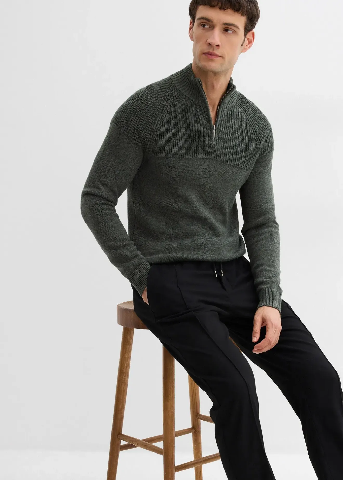 bonprix Pantalon jogger aspect laine, regular|Homme Pantalons