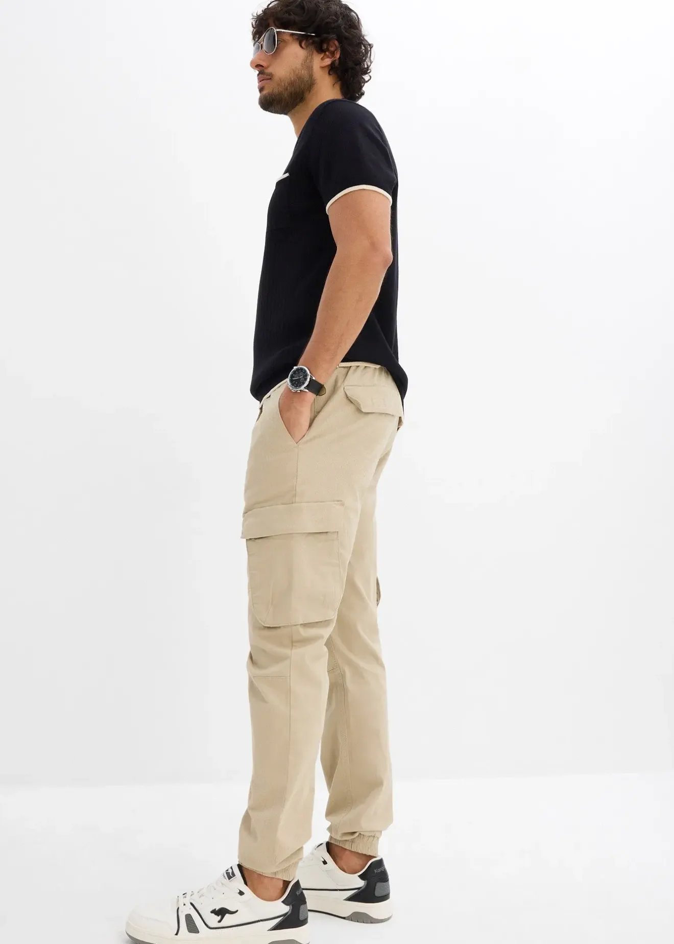 bonprix Pantalon jogger cargo droit, Regular|Homme Pantalons