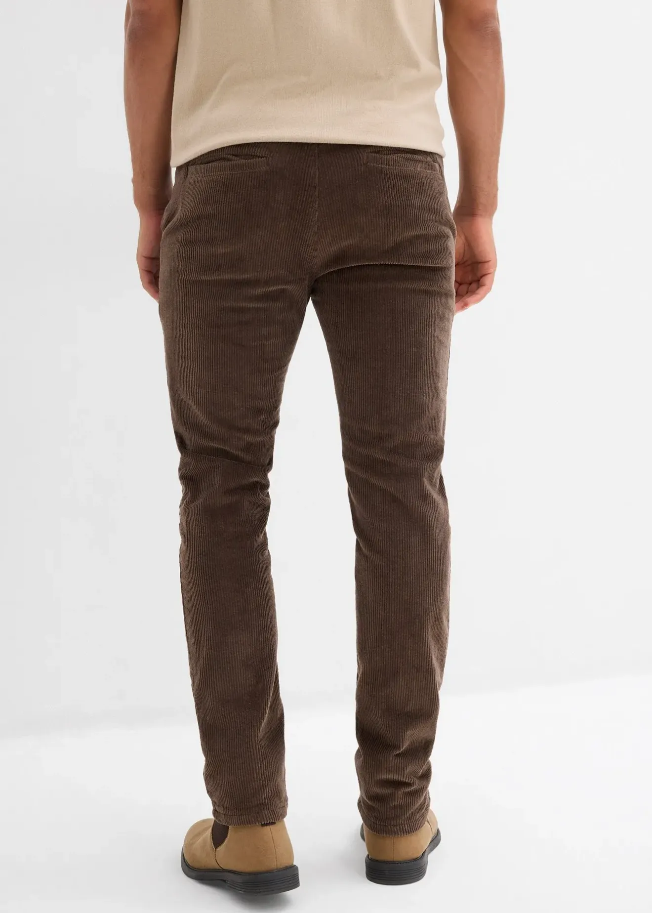 bonprix Pantalon jogger regular en velours côtelé, doublure chaude en flanelle, droit|Homme Vêtements Thermiques|Pantalons