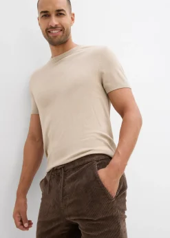 bonprix Pantalon jogger regular en velours côtelé, doublure chaude en flanelle, droit|Homme Vêtements Thermiques|Pantalons