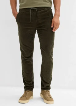 Homme bonprix Vêtements Thermiques|Pantalons|Pantalon jogger regular en velours côtelé, doublure chaude en flanelle, droit