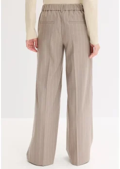bonprix Pantalon large à pinces et rayures tennis|Femme Pantalons