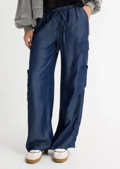 Femme bonprix Pantalons|Pantalon large à taille extensible en lyocell fluide