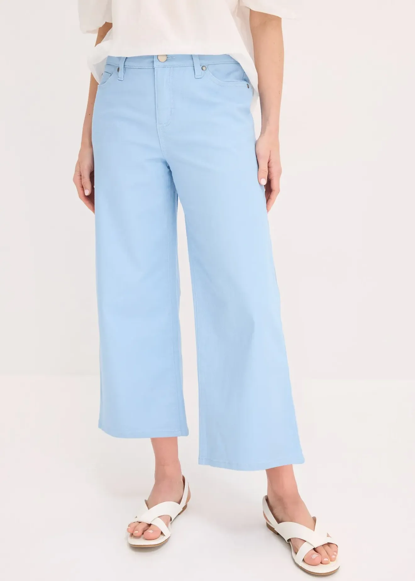 bonprix Pantalon large en coton extensible|Femme Pantalons