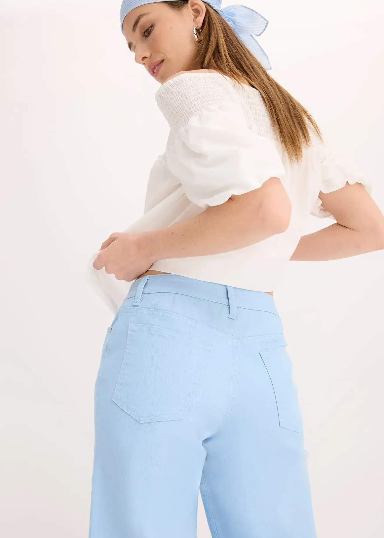 bonprix Pantalon large en coton extensible|Femme Pantalons