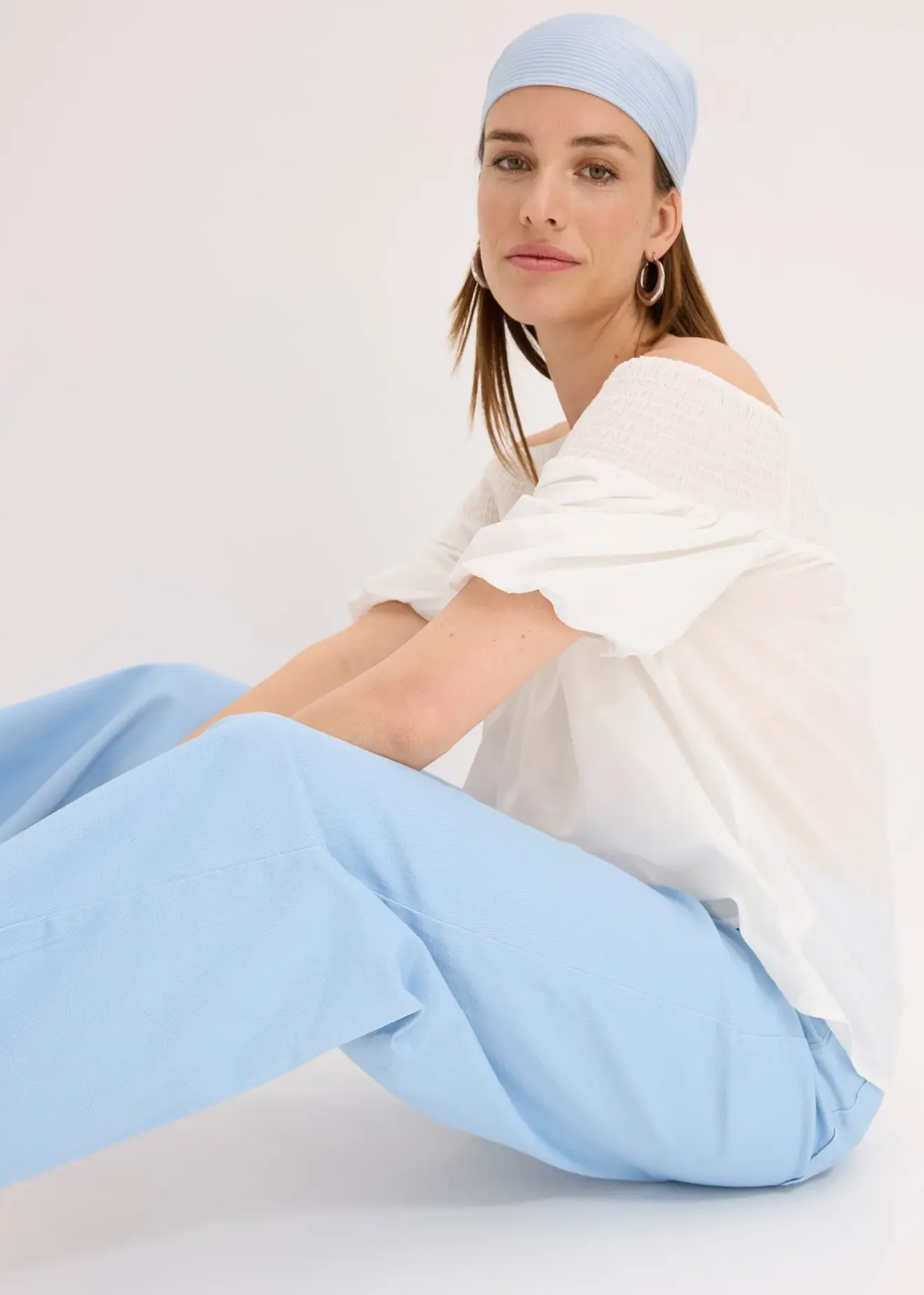 bonprix Pantalon large en coton extensible|Femme Pantalons