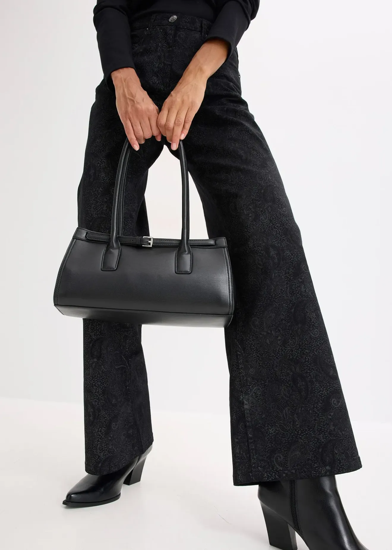 bonprix Pantalon large en coton extensible|Femme Pantalons