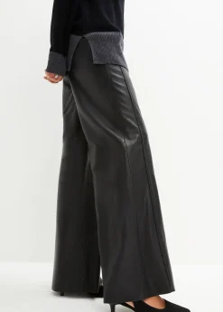 Femme bonprix Premium|Pantalons|Pantalon large en cuir d’agneau nappa