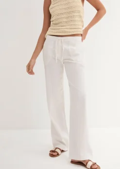 Femme bonprix Tailles Petite|Pantalons|Pantalon large en lin et coton