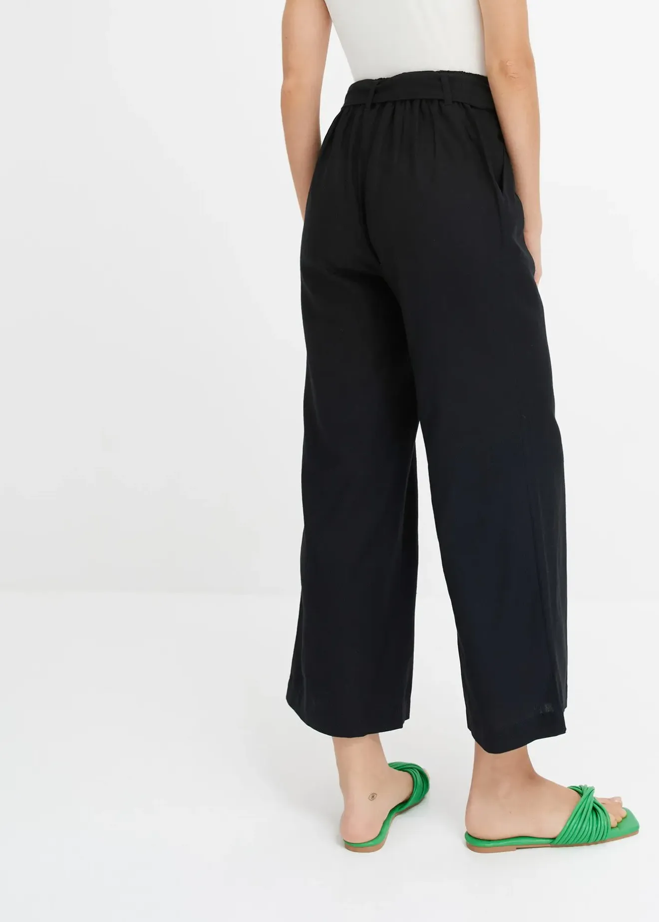 Femme bonprix Pantalons|Pantalon large en lin mélangé