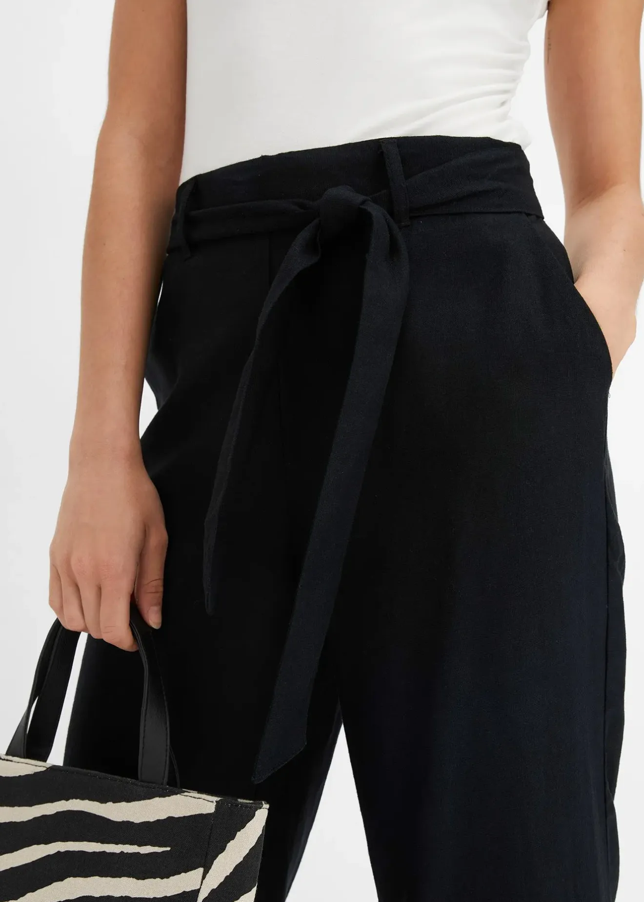 Femme bonprix Pantalons|Pantalon large en lin mélangé