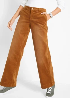 Femme bonprix Pantalons|Pantalon large en velours côtelé extensible
