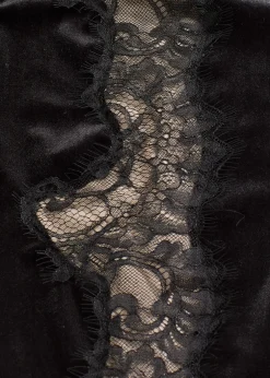 Femme bonprix Pantalons|Pantalon large en velours doux avec empiècement dentelle