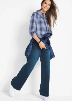 bonprix Pantalon large en velours côtelé extensible|Femme Pantalons