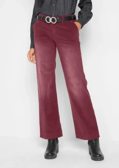 Femme bonprix Pantalons|Pantalon large en velours côtelé extensible