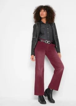 Femme bonprix Pantalons|Pantalon large en velours côtelé extensible