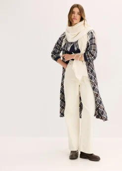 Femme bonprix Pantalons|Pantalon large en velours côtelé avec ceinture à nouer