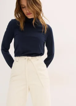 Femme bonprix Pantalons|Pantalon large en velours côtelé avec ceinture à nouer