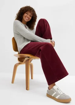 Femme bonprix Pantalons|Pantalon large en velours côtelé