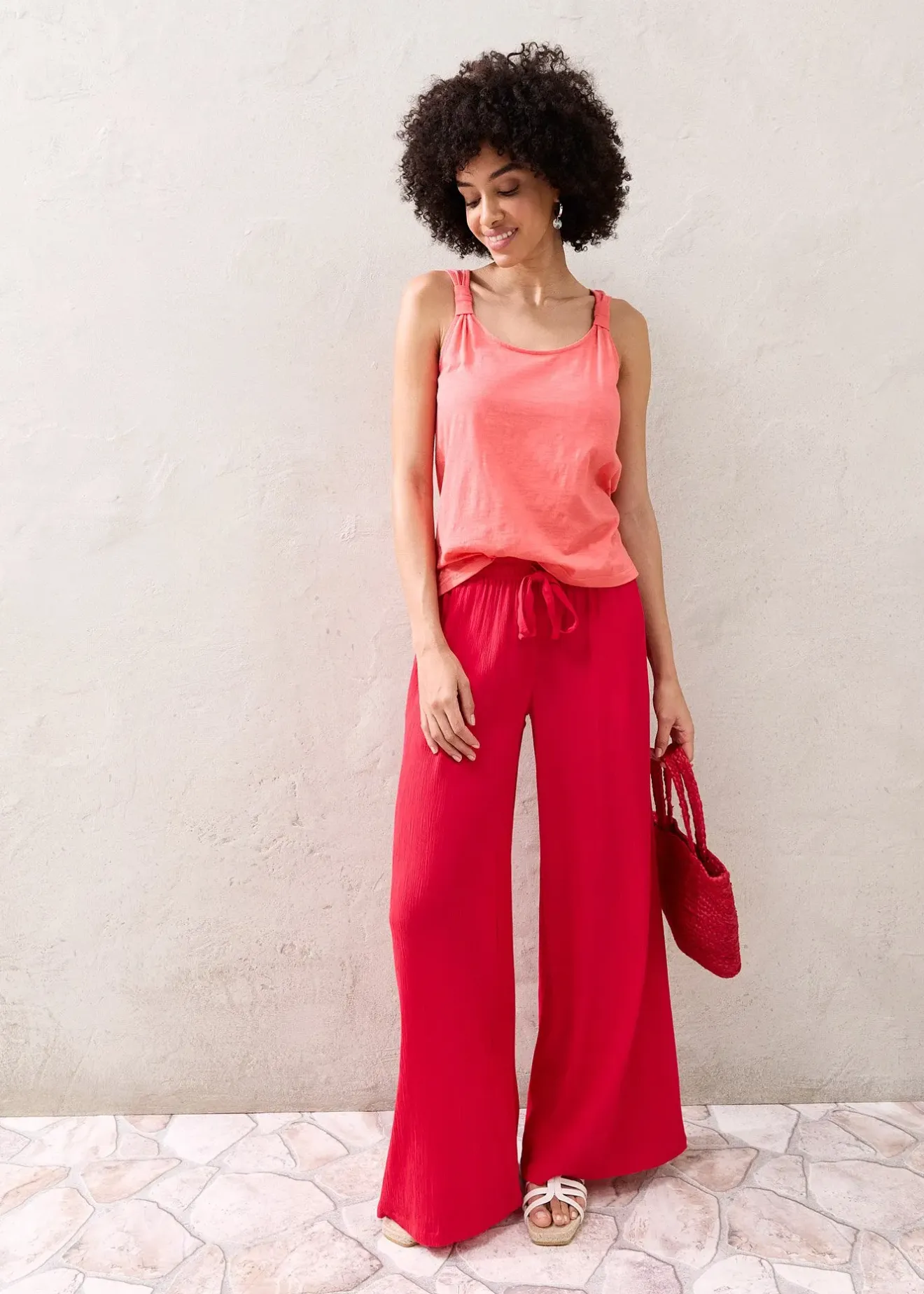 Femme bonprix Pantalons|Pantalon large en viscose fine