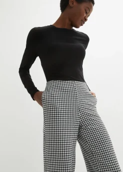 Femme bonprix Pantalons|Pantalon large et extensible à motif pied-de-poule