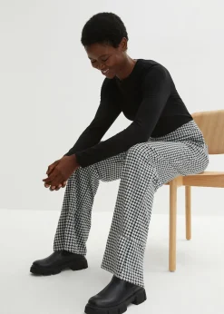 Femme bonprix Pantalons|Pantalon large et extensible à motif pied-de-poule