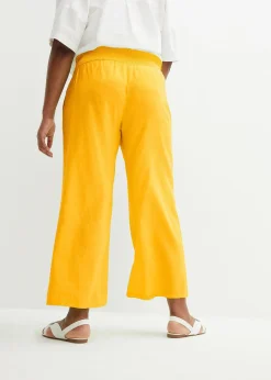 bonprix Pantalon large et léger à pinces en lin mélangé|Femme Pantalons