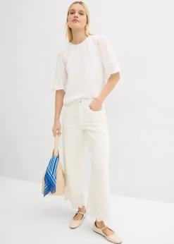 bonprix Pantalon large raccourci|Femme Pantalons