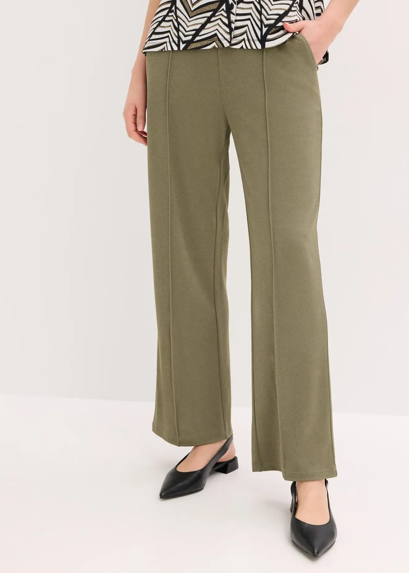 Femme bonprix Pantalons|Pantalon élastiqué en interlock épais