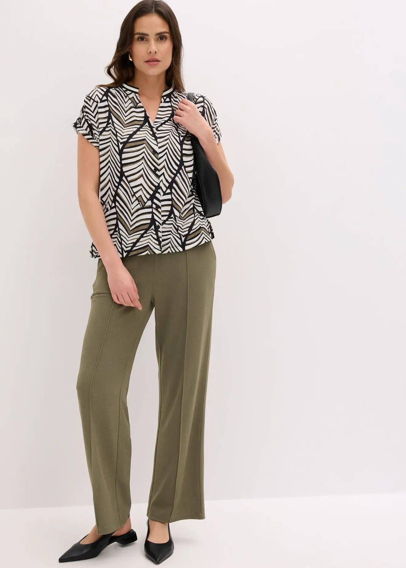 Femme bonprix Pantalons|Pantalon élastiqué en interlock épais