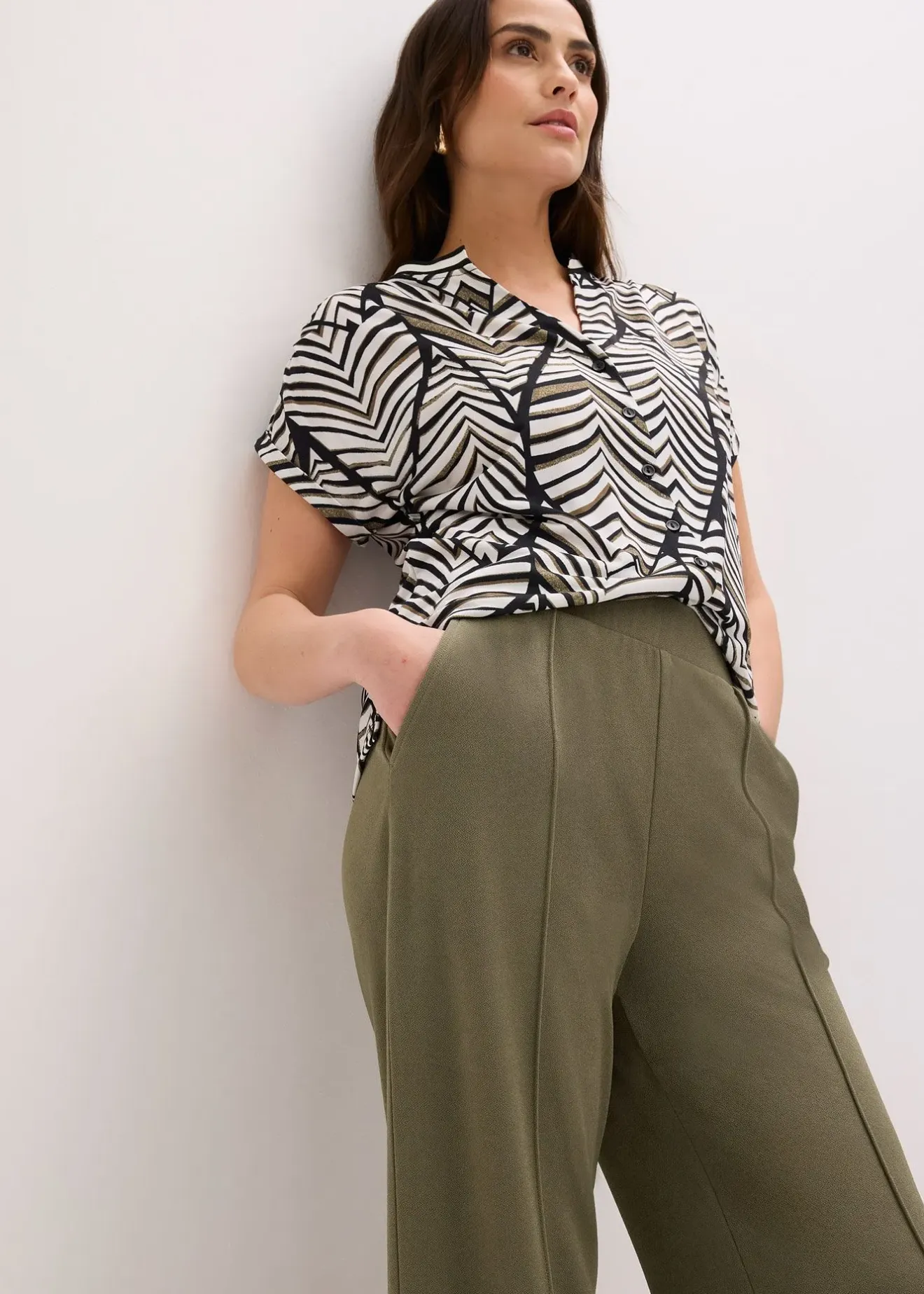 Femme bonprix Pantalons|Pantalon élastiqué en interlock épais