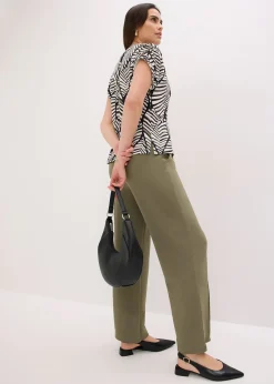 Femme bonprix Pantalons|Pantalon élastiqué en interlock épais