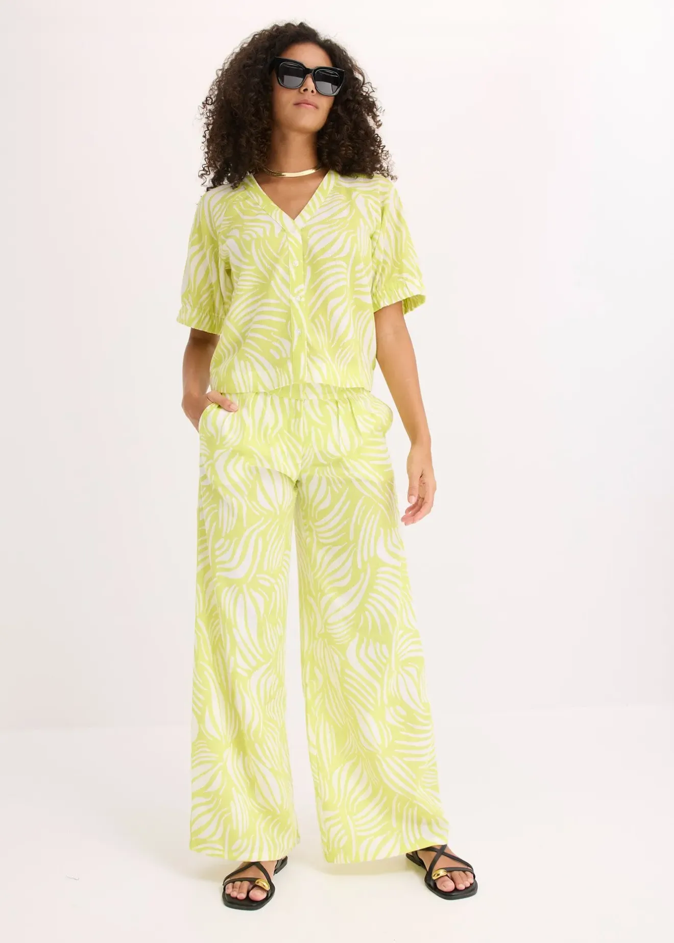 bonprix Pantalon palazzo à taille élastiquée|Femme Pantalons