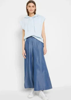 Femme bonprix Pantalons|Pantalon palazzo, bas de jambes fendus, longueur 7/8