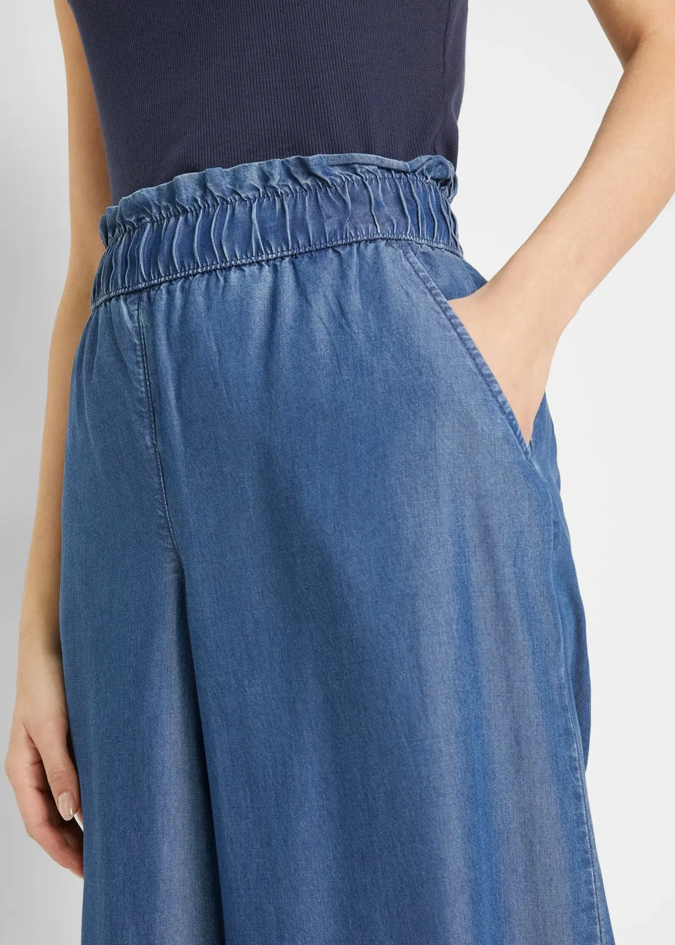 Femme bonprix Pantalons|Pantalon palazzo, bas de jambes fendus, longueur 7/8