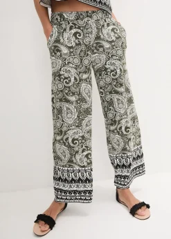 Femme bonprix Pantalons|Pantalon palazzo doux en viscose extensible