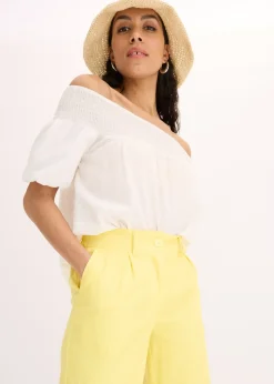 Femme bonprix Pantalons|Pantalon palazzo en lin mélangé aérien