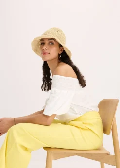 Femme bonprix Pantalons|Pantalon palazzo en lin mélangé aérien