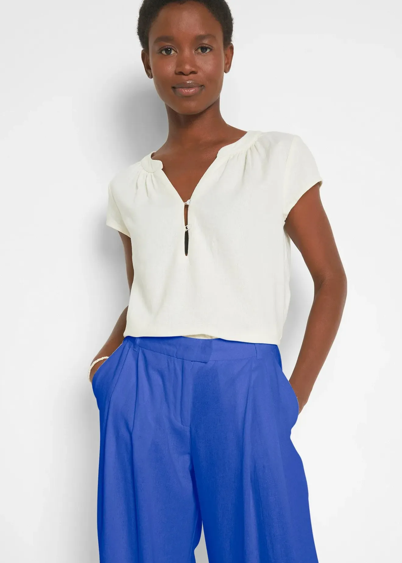 Femme bonprix Pantalons|Pantalon palazzo en lin mélangé, coupe très large