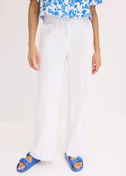 Femme bonprix Pantalons|Pantalon palazzo en lin mélangé aérien