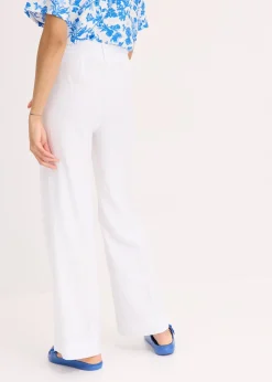 Femme bonprix Pantalons|Pantalon palazzo en lin mélangé aérien