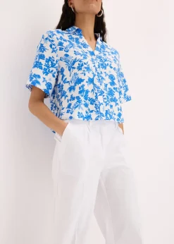 Femme bonprix Pantalons|Pantalon palazzo en lin mélangé aérien