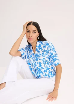 Femme bonprix Pantalons|Pantalon palazzo en lin mélangé aérien